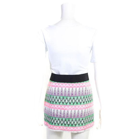 Milly Womens Abstract Print Knit Embroidered Mini Skirt Multicolor Size 6 - Picture 3 of 7